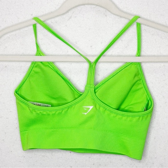 Gymshark Sweat Seamless Light Support Padded Sports Bra Size Medium Fluo Lime - Picture 4 of 7